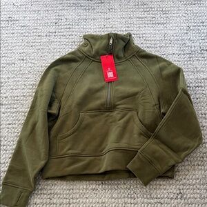 Olive Green Half-Zip Pullover Sweatshirt